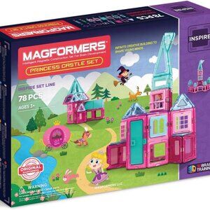 Magformers Princess Castle 78 Pieces Pink and Purple Colors STEM Toy Set Ages 3+